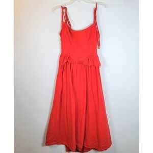 Eliza Faulkner Womens Tessa Linen Ruffle Cutout Midi Sundress Dress Size XL Red